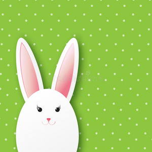 贺卡与快乐复活节与白色复活节兔子。