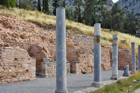 希腊德尔菲古希腊考古遗址柱