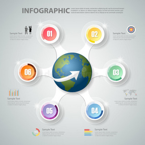 设计信息图6个步骤。 可用于工作流布局图表