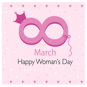 3月8日，快乐的妇女节贺卡与心矢