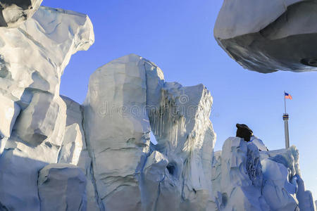 寒冷的 美国 徒步旅行 旗帜 冰川 裂口 气候 洞穴 冒险