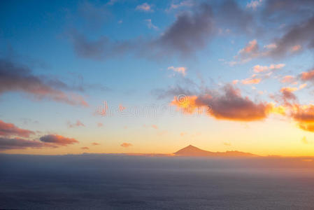 轮廓 公司 太阳 金丝雀 海景 黄昏 美丽的 地平线 西班牙