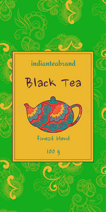 带有民族装饰品的卡片或茶包。 东方印度风格。 手绘图案与圆形元素。