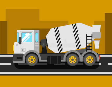 建筑水泥搅拌机卡车. 建造混凝土搅拌车. 德照片