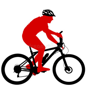 一个骑自行车的男人的剪影。矢量图解