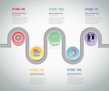设计信息模板5步。 可用于工作流布局图表