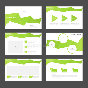 绿色多边形演示模板信息图元素平面设计集小册子传单营销