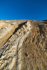 褶皱层状岩石露头，地质地壳运动