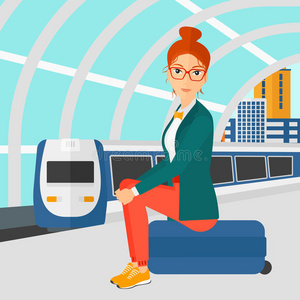 移动 到达 地铁 插图 城市 女孩 目的地 人类 卡通 平台