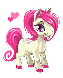 可爱的卡通小白马照片