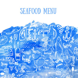 柠檬 绘画 产品 海的 自然 菜单 餐厅 晚餐 艺术 插图