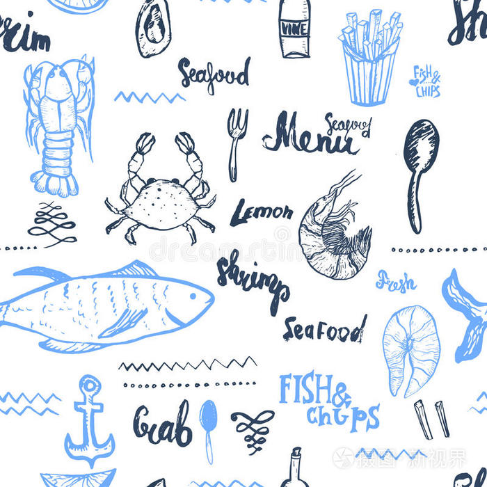 龙虾 插图 烹饪 涂鸦 柠檬 晚餐 美味的 午餐 产品 艺术