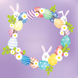 复活节鸡蛋和兔子花环
