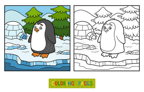 企鹅冰山简笔画卡通图片
