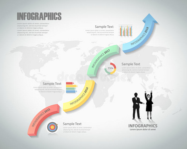 4步信息模板。 可用于工作流布局图表