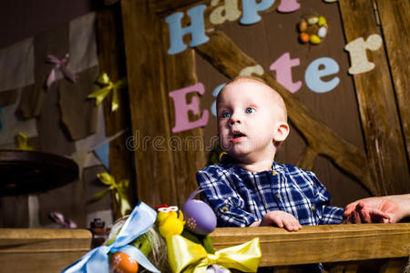 快乐 帽子 花园 可爱的 复活节 漂亮的 小孩 男孩 斯特拉