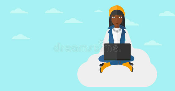 在笔记本电脑上工作的女人。