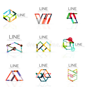 收集 抽象 身份  插图 公司 要素 品牌 连接 几何学