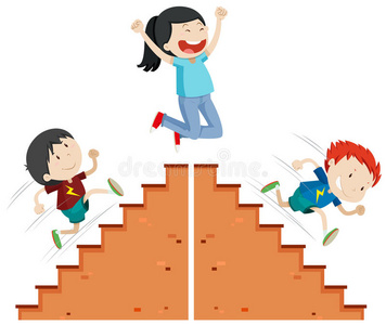 男孩上下楼梯照片