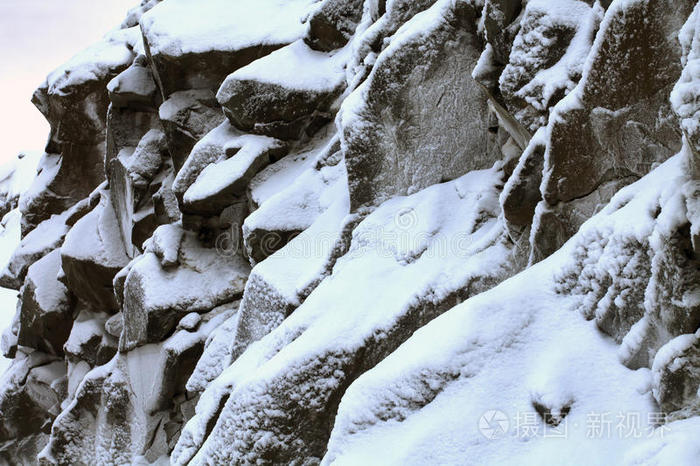 凹痕 砾石 寒冷的 降雪 花岗岩 重的 自然 固体 纹理