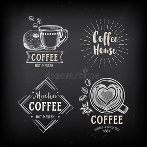 咖啡餐厅咖啡厅徽章，模板设计。