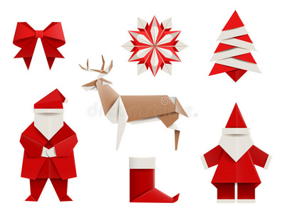 假日 折纸 要素 圣诞节 庆祝 新的 插图 十二月 收集