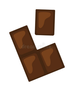 巧克力碎片堆叠隔离在白色背景矢量插图。
