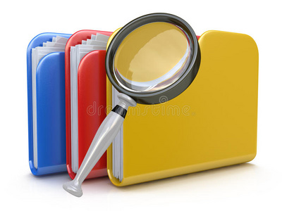 文件搜索概念文件夹和放大镜