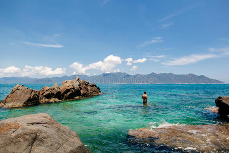 夏天 游泳 暗礁 自然 天堂 娱乐 肖像 海洋 运动 浮潜