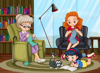 家庭成员一起享受空闲时间照片