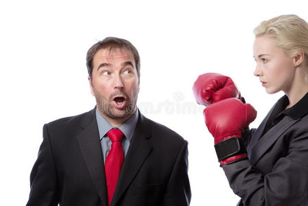 拳击 女商人 鬼脸 拳击手 办公室 侵略 总经理 愤怒的