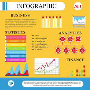 商业信息图表。 图表，表格，平面式图形