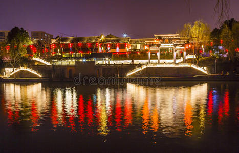 大运河夜景反射杭州浙江中国