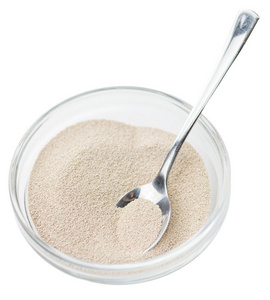 干酵母(在白色上分离)照片