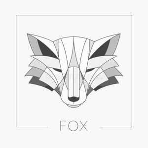 线图标头抽象狐狸头徽图标设计,线条造型优雅.照片