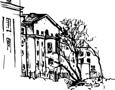 速写风景简单手绘城市草图照片