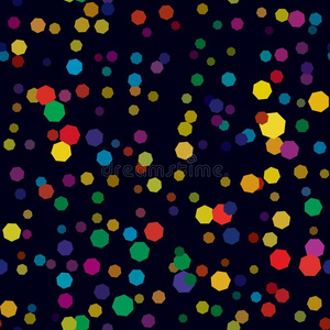 在黑暗背景上抽象的彩色气泡图案。 矢量无缝插图。