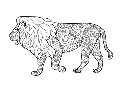 插图 绘画 要素 曲线 单色 狮子 颜色 织物 自然 艺术