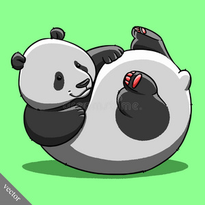 胖熊有趣的卡通可爱的胖熊猫熊插图照片