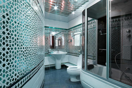 浴缸 奢侈 瓦片 洗澡 平铺 淋浴 浴室 马赛克 建筑学