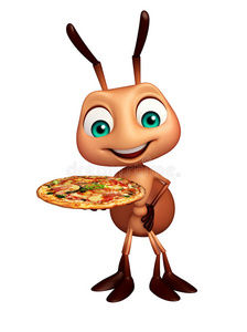 蚂蚁卡通人物配披萨