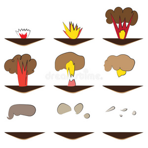 卡通爆炸效果与烟雾。