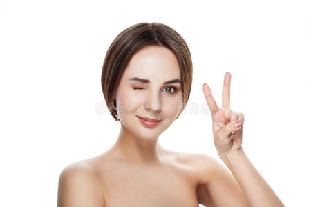 黑发 成人 水疗中心 身体 塑料 肖像 面对 护肤品 微笑