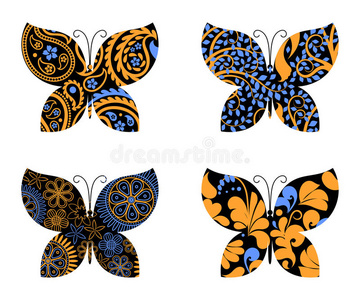 艺术品 要素 时尚 美女 昆虫 花的 艺术 蝴蝶 绘画 幻想