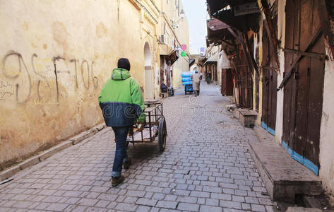 食物 工人 摩洛哥 袋子 商业 颜色 运送 费兹 搬运工人