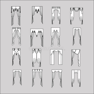 插图 优雅 形象 窗帘 艺术 素描 复古的 绘画