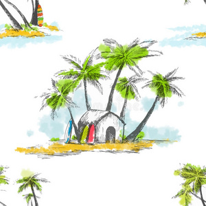 天堂 自然 衣服 旅行 棕榈 植物区系 艺术品 花的 冲浪