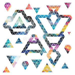 音乐 颜色 海报 复古的 插图 卡片 横幅 阿兹特克 金字塔