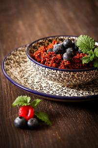 热的 特写镜头 蓝莓 谷类食品 健康 甜点 营养 欧米茄