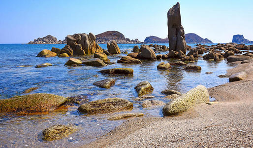 海岸线 底部 卵石 颜色 形象 和谐 季节 生活 夏天 水疗中心